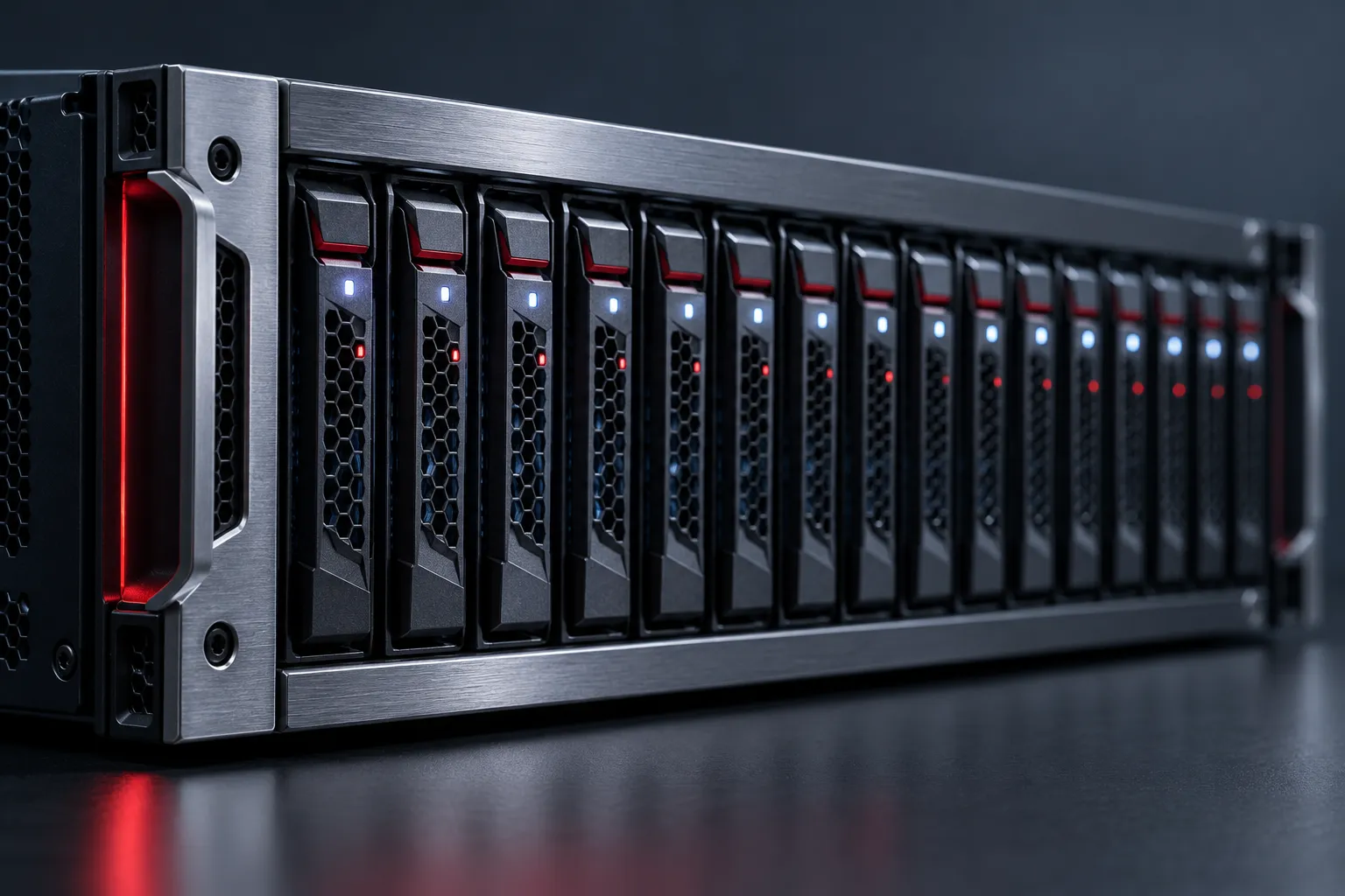 Передняя панель all-flash СХД с отсеками NVMe